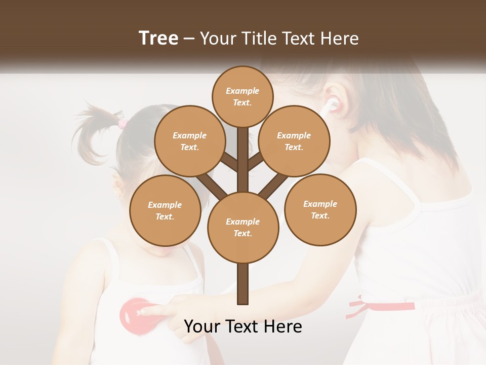 Two Little Girls Are Playing With Ear Buds PowerPoint Template