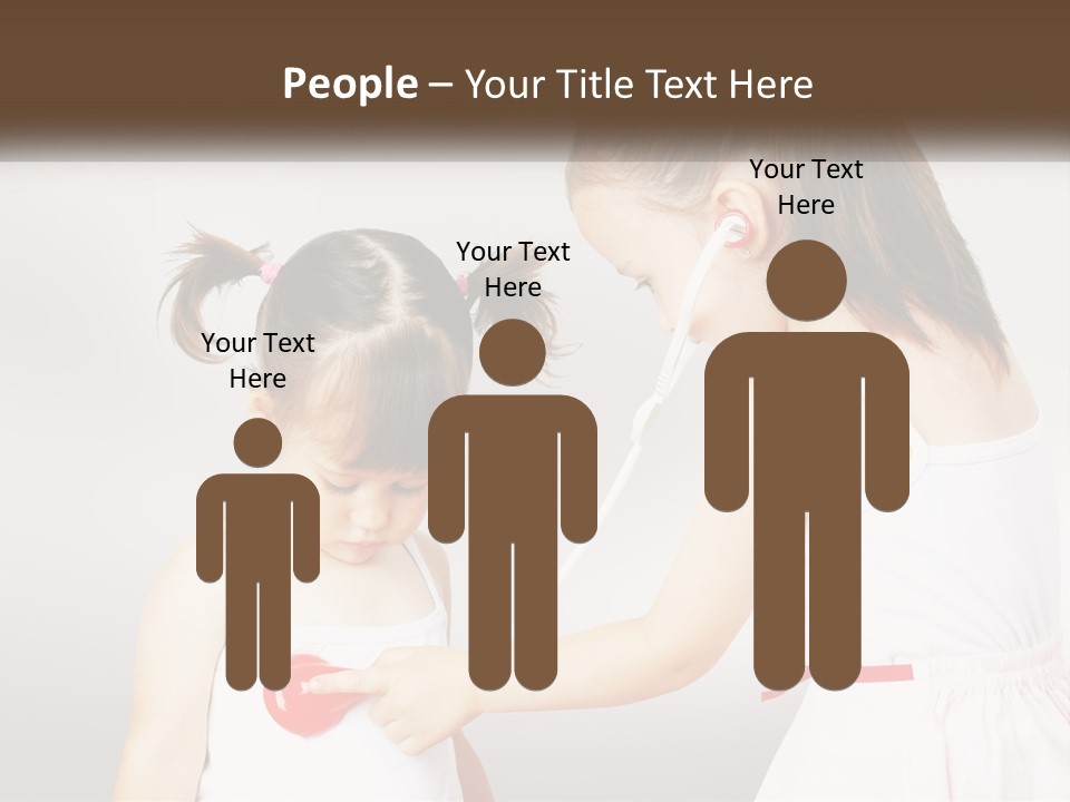 Two Little Girls Are Playing With Ear Buds PowerPoint Template