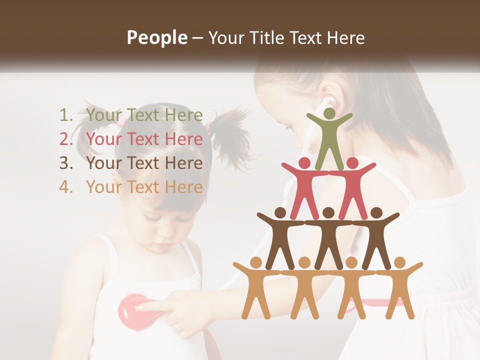 Two Little Girls Are Playing With Ear Buds PowerPoint Template