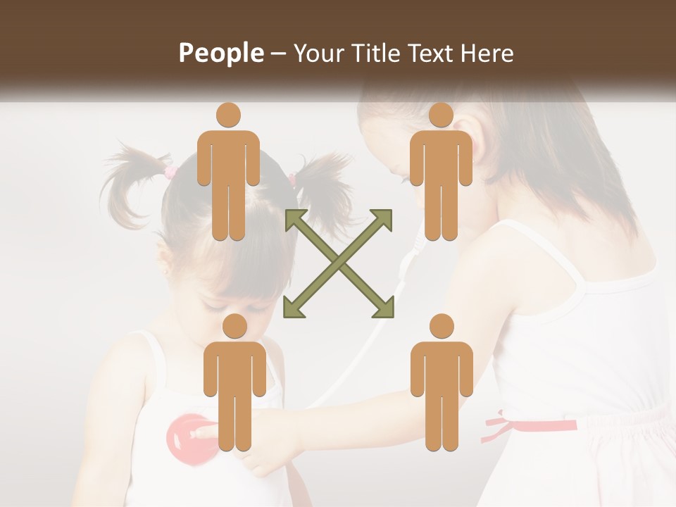 Two Little Girls Are Playing With Ear Buds PowerPoint Template