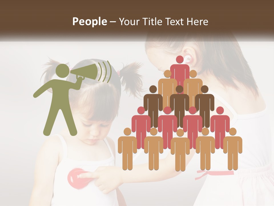 Two Little Girls Are Playing With Ear Buds PowerPoint Template