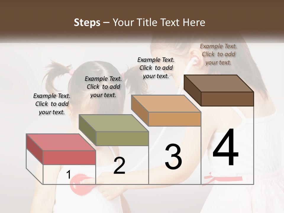 Two Little Girls Are Playing With Ear Buds PowerPoint Template