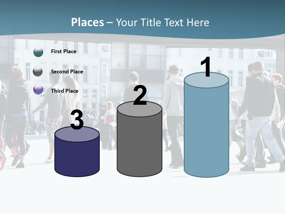 A Group Of People Walking Down A Street PowerPoint Template