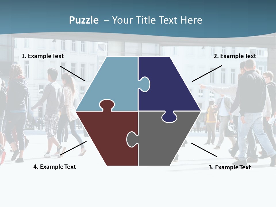 A Group Of People Walking Down A Street PowerPoint Template