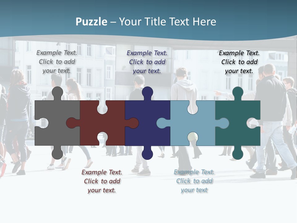 A Group Of People Walking Down A Street PowerPoint Template