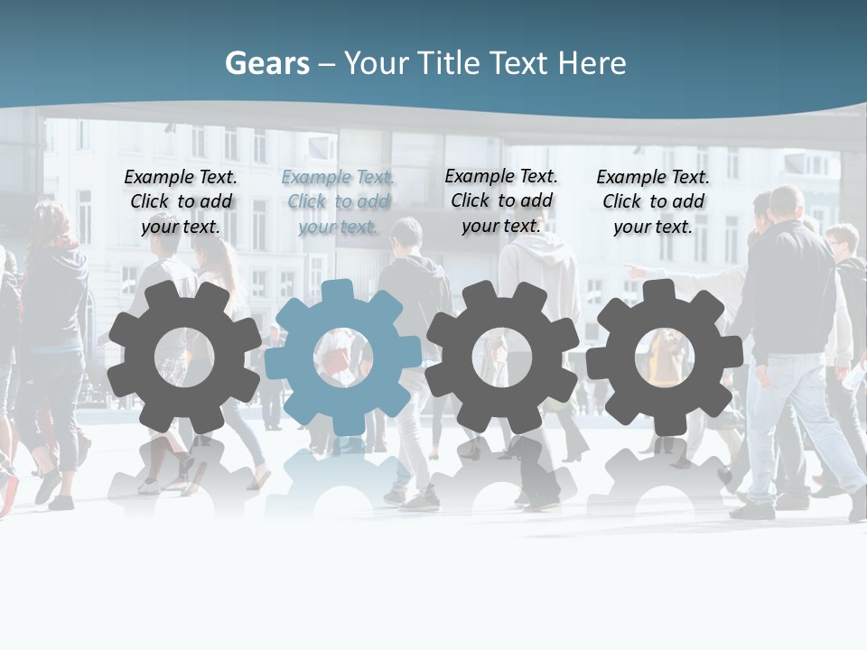 A Group Of People Walking Down A Street PowerPoint Template