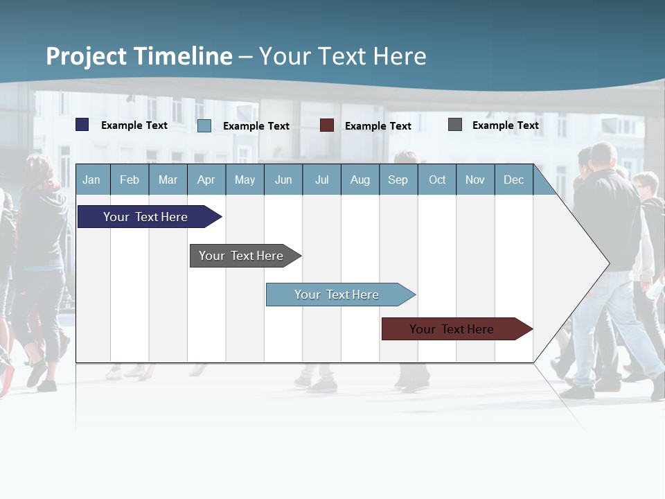 A Group Of People Walking Down A Street PowerPoint Template