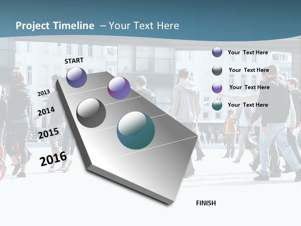 A Group Of People Walking Down A Street PowerPoint Template
