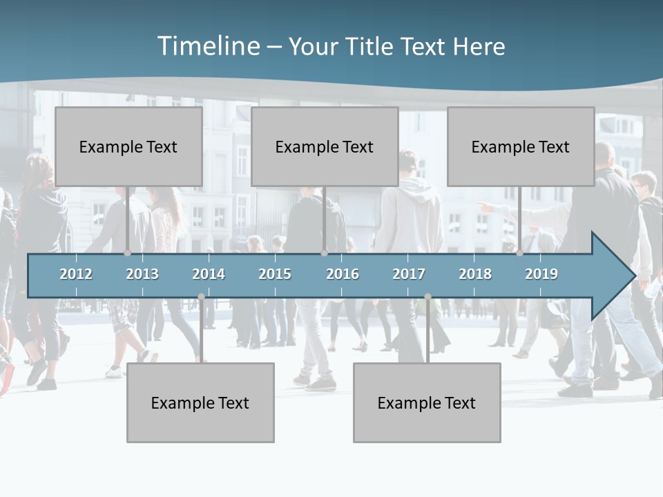A Group Of People Walking Down A Street PowerPoint Template