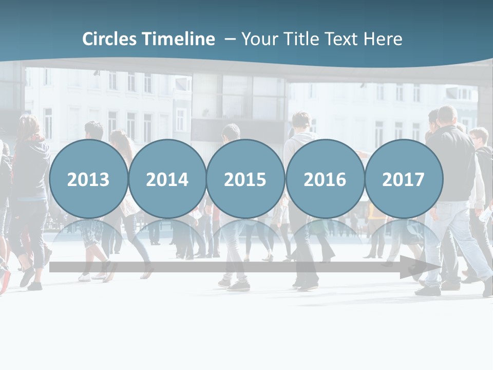 A Group Of People Walking Down A Street PowerPoint Template