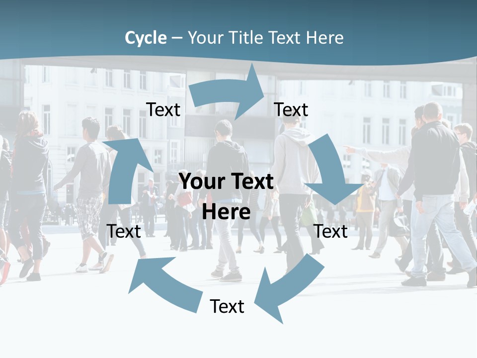 A Group Of People Walking Down A Street PowerPoint Template