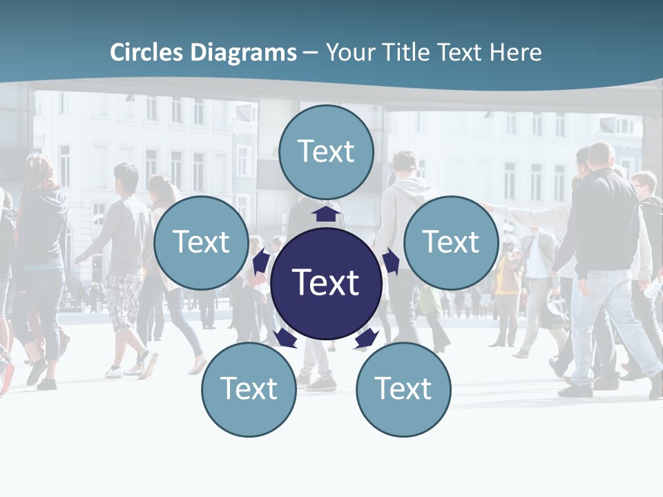 A Group Of People Walking Down A Street PowerPoint Template