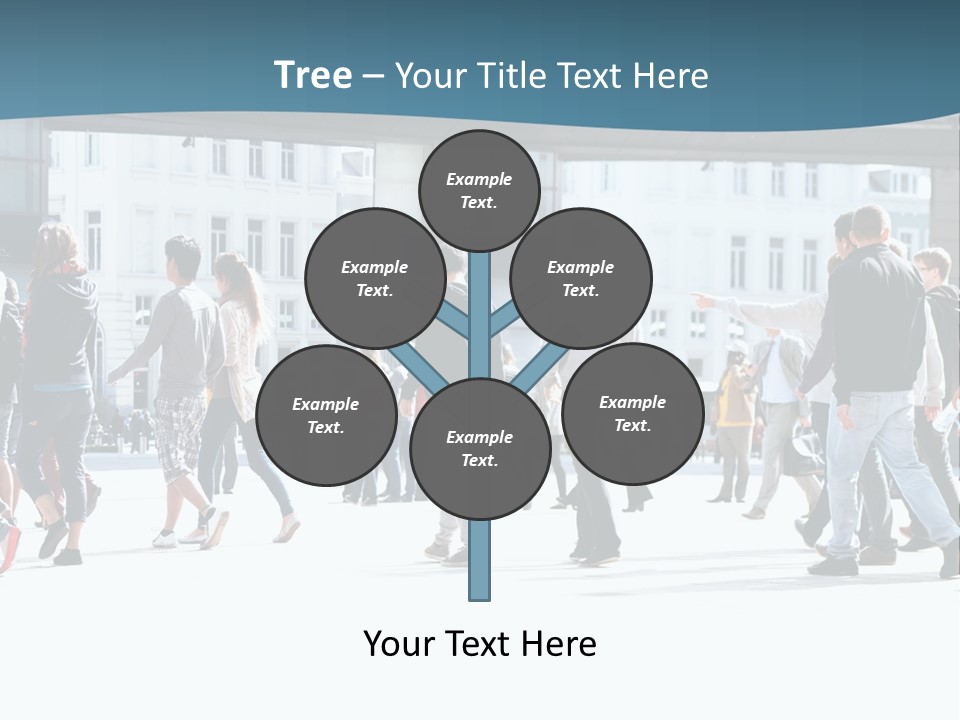 A Group Of People Walking Down A Street PowerPoint Template