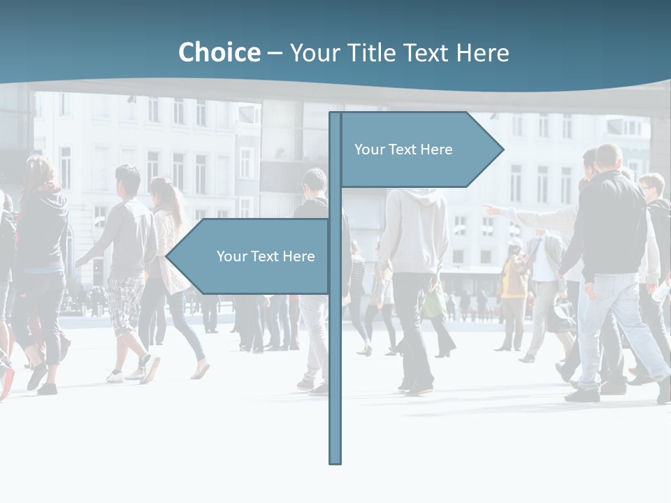 A Group Of People Walking Down A Street PowerPoint Template