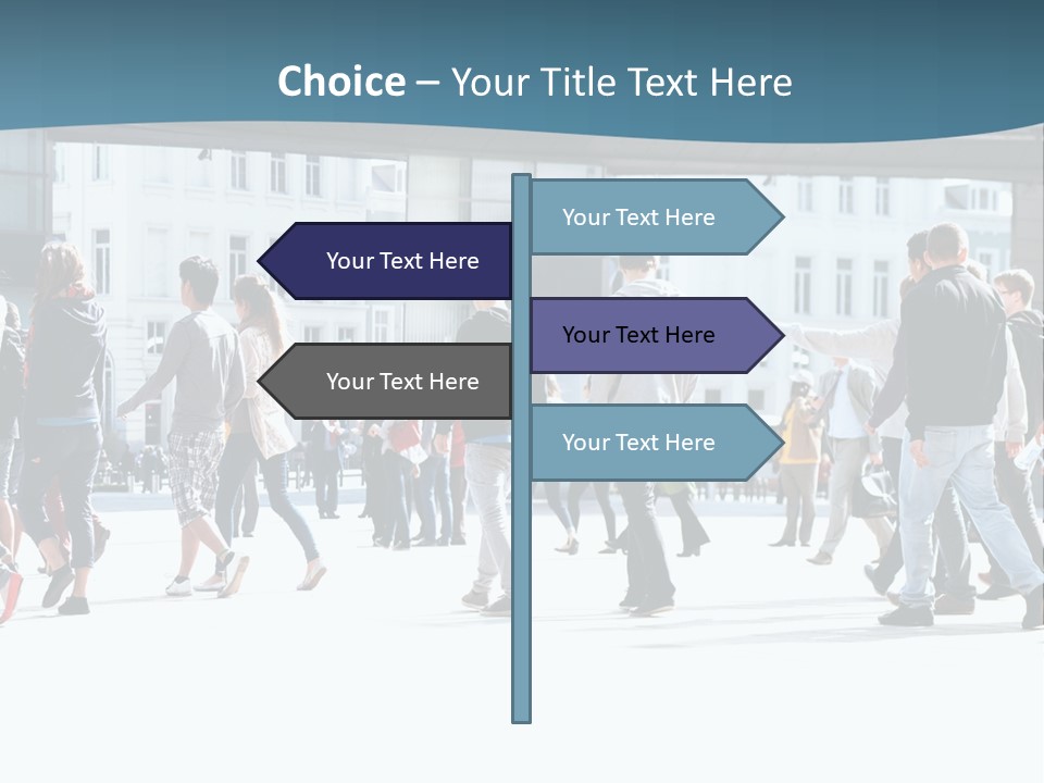 A Group Of People Walking Down A Street PowerPoint Template