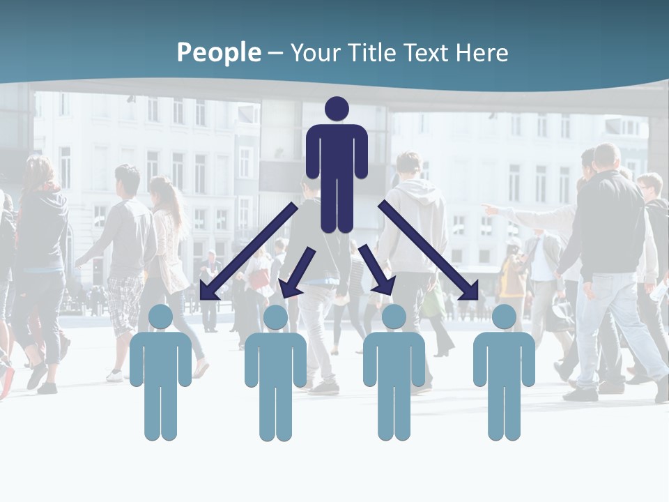 A Group Of People Walking Down A Street PowerPoint Template