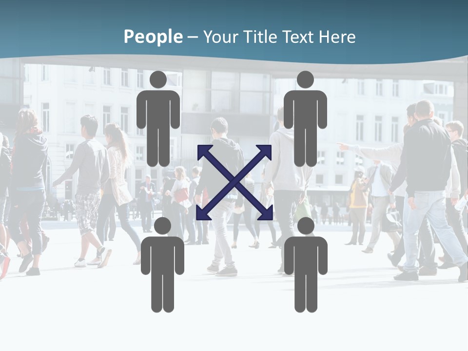 A Group Of People Walking Down A Street PowerPoint Template