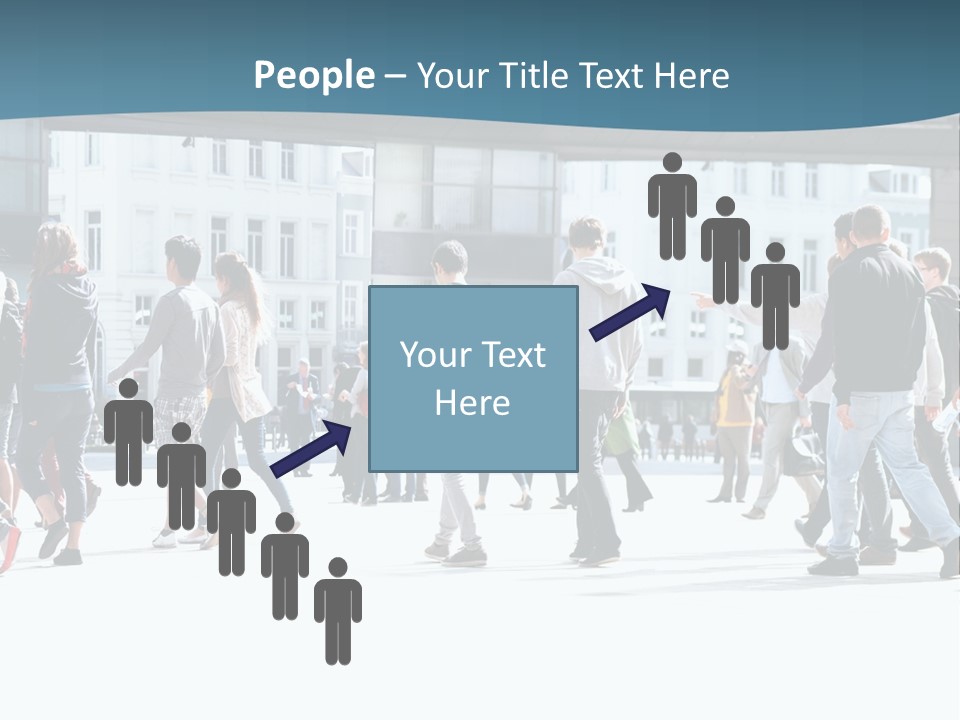 A Group Of People Walking Down A Street PowerPoint Template