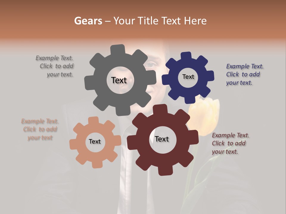 A Man In A Suit And Tie Holding A Yellow Flower PowerPoint Template