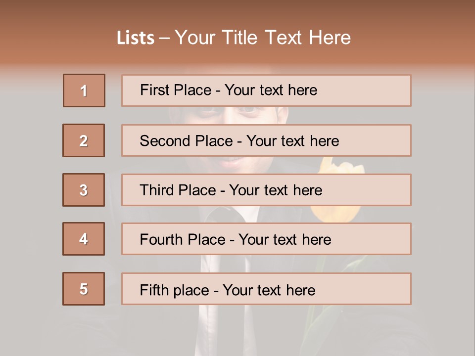 A Man In A Suit And Tie Holding A Yellow Flower PowerPoint Template