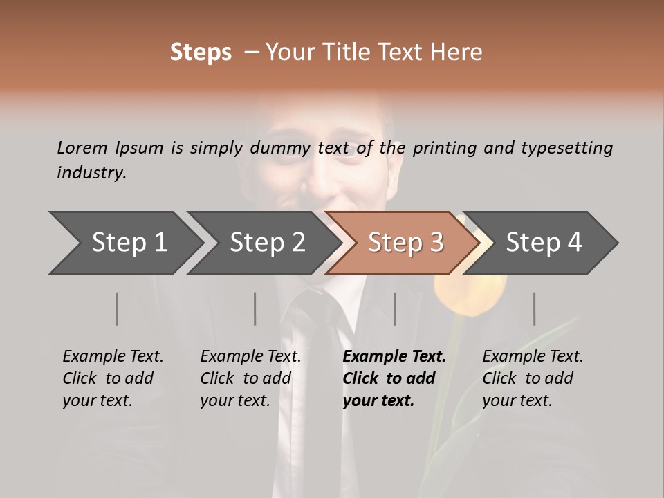 A Man In A Suit And Tie Holding A Yellow Flower PowerPoint Template