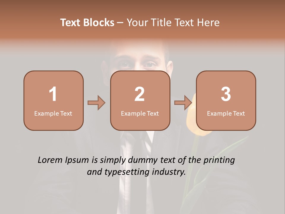 A Man In A Suit And Tie Holding A Yellow Flower PowerPoint Template