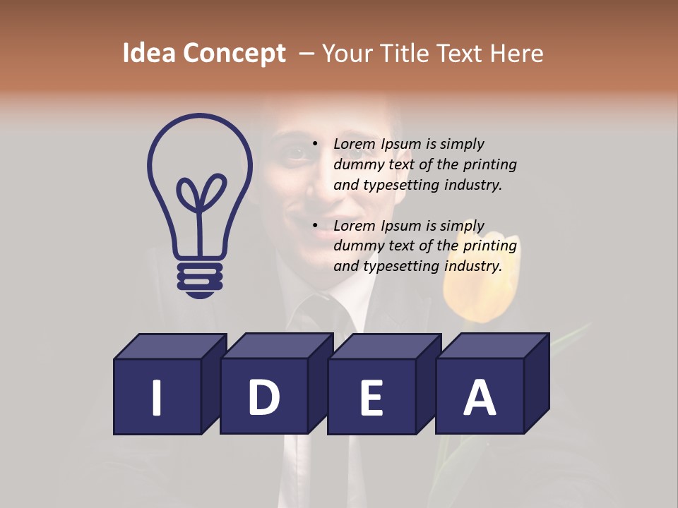 A Man In A Suit And Tie Holding A Yellow Flower PowerPoint Template