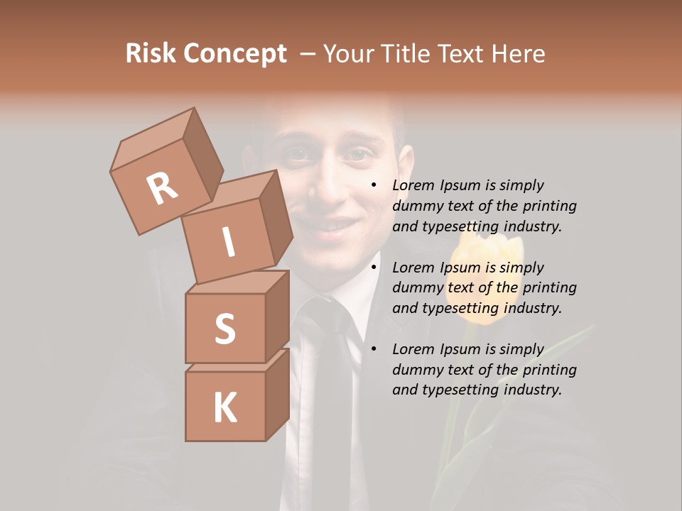 A Man In A Suit And Tie Holding A Yellow Flower PowerPoint Template