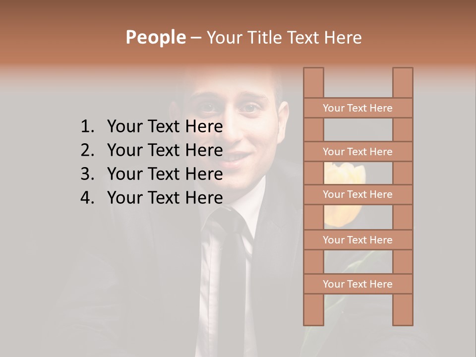 A Man In A Suit And Tie Holding A Yellow Flower PowerPoint Template