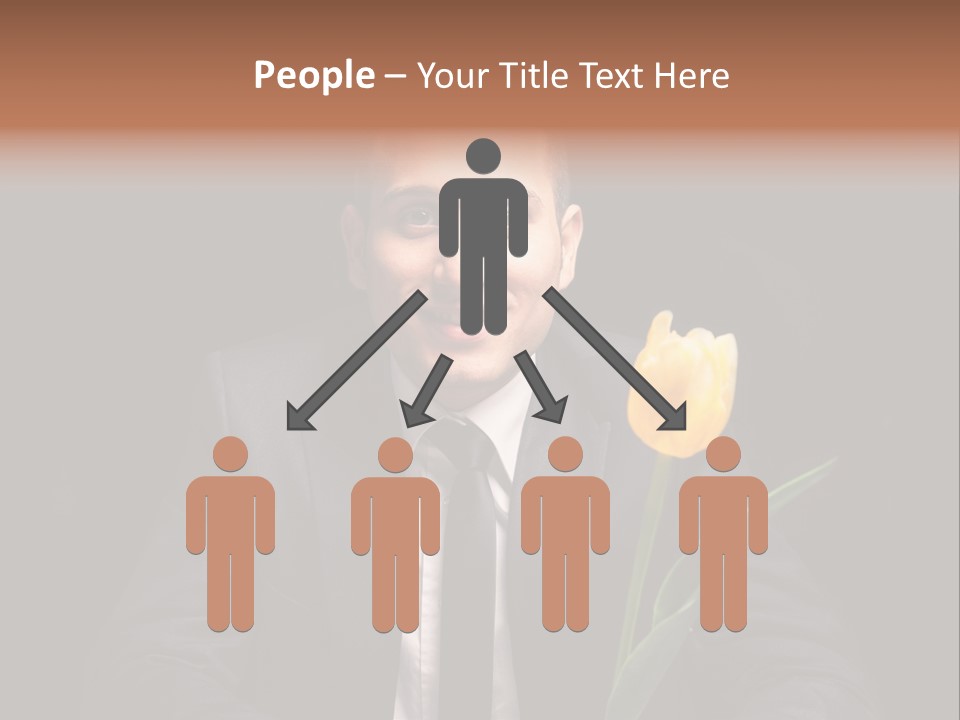 A Man In A Suit And Tie Holding A Yellow Flower PowerPoint Template
