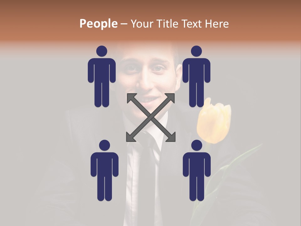 A Man In A Suit And Tie Holding A Yellow Flower PowerPoint Template