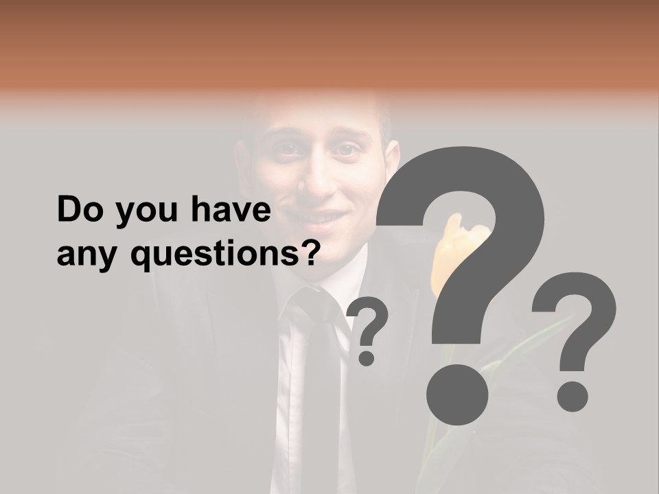 A Man In A Suit And Tie Holding A Yellow Flower PowerPoint Template