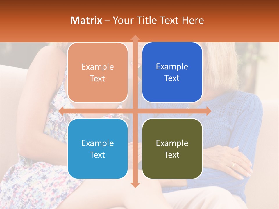 A Couple Of Women Sitting Next To Each Other On A Couch PowerPoint Template