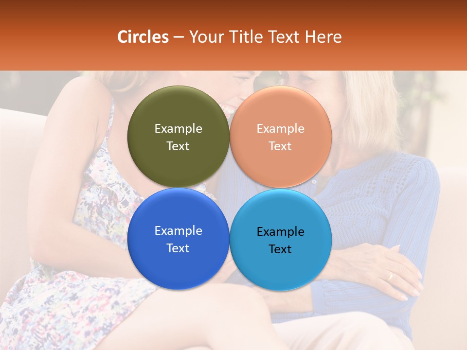 A Couple Of Women Sitting Next To Each Other On A Couch PowerPoint Template