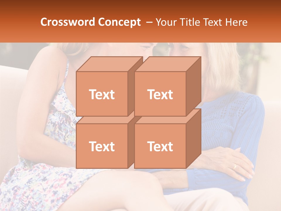 A Couple Of Women Sitting Next To Each Other On A Couch PowerPoint Template