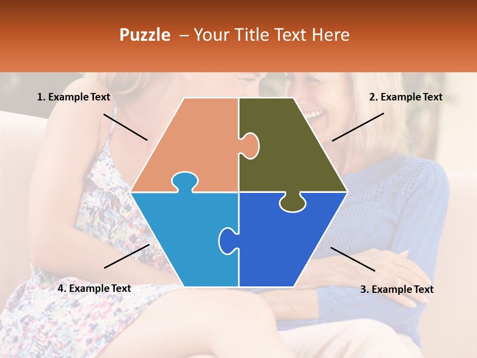 A Couple Of Women Sitting Next To Each Other On A Couch PowerPoint Template