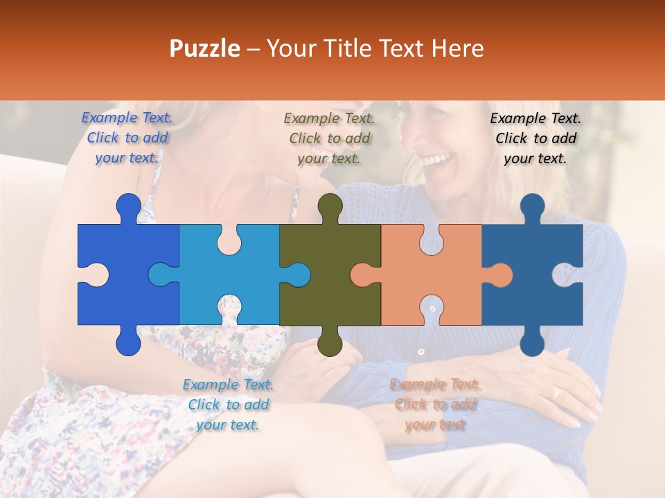 A Couple Of Women Sitting Next To Each Other On A Couch PowerPoint Template