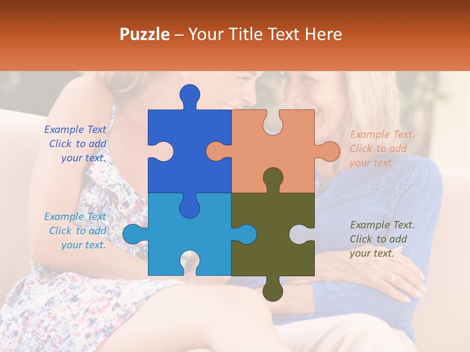 A Couple Of Women Sitting Next To Each Other On A Couch PowerPoint Template