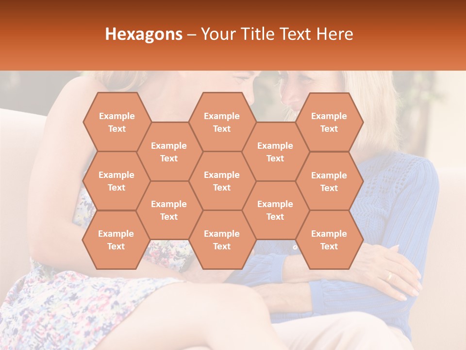 A Couple Of Women Sitting Next To Each Other On A Couch PowerPoint Template