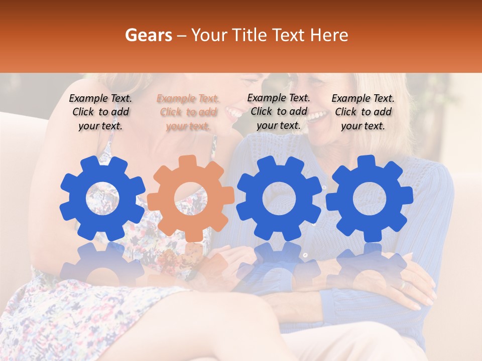 A Couple Of Women Sitting Next To Each Other On A Couch PowerPoint Template