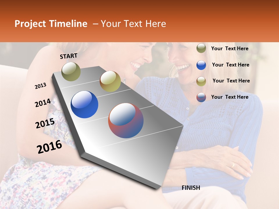 A Couple Of Women Sitting Next To Each Other On A Couch PowerPoint Template