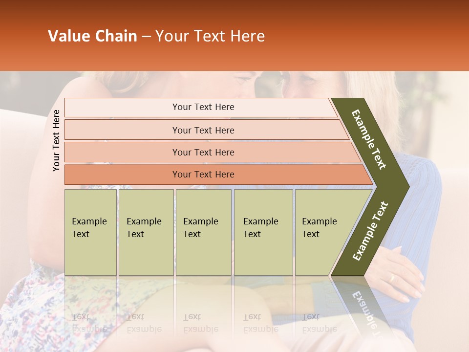 A Couple Of Women Sitting Next To Each Other On A Couch PowerPoint Template