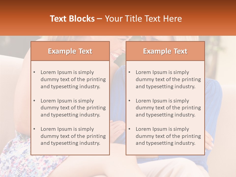A Couple Of Women Sitting Next To Each Other On A Couch PowerPoint Template