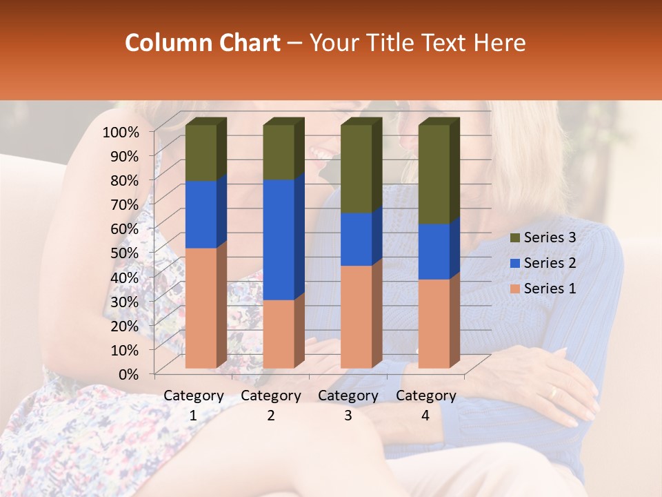 A Couple Of Women Sitting Next To Each Other On A Couch PowerPoint Template