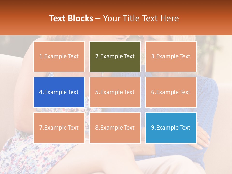 A Couple Of Women Sitting Next To Each Other On A Couch PowerPoint Template