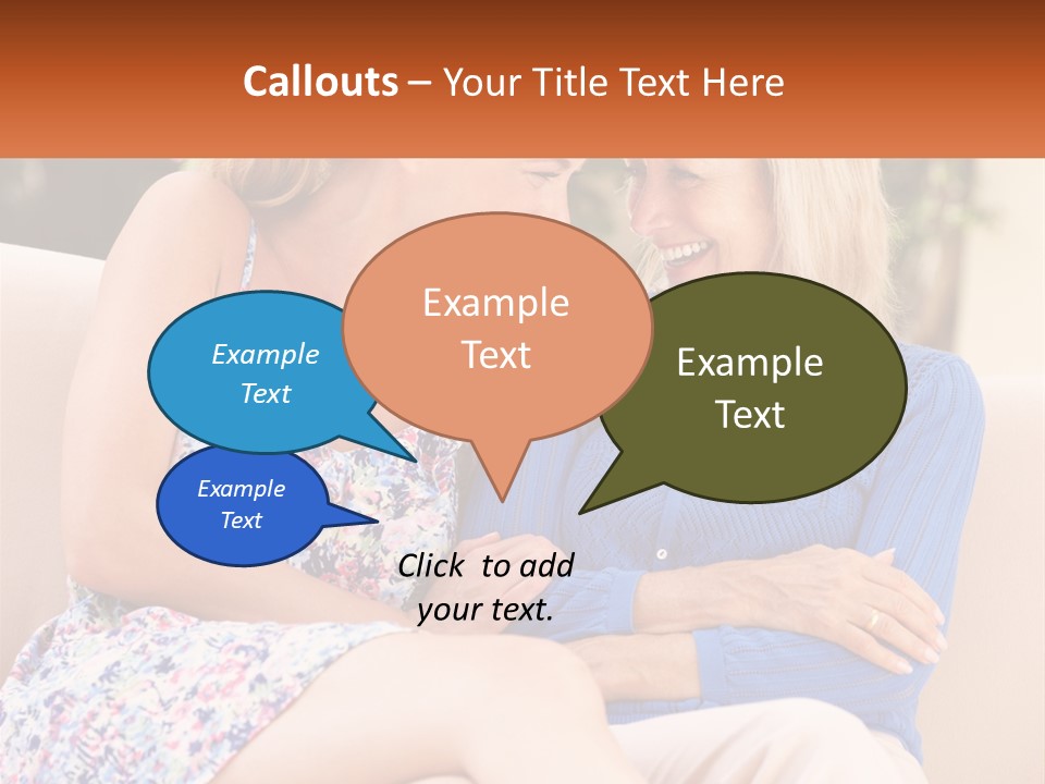 A Couple Of Women Sitting Next To Each Other On A Couch PowerPoint Template