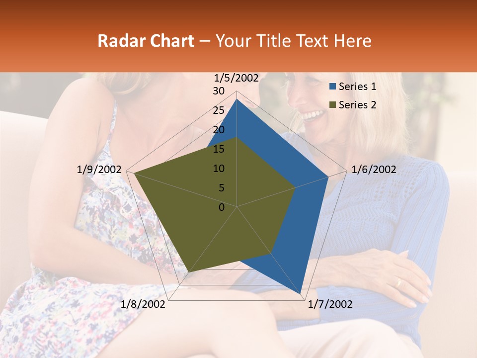 A Couple Of Women Sitting Next To Each Other On A Couch PowerPoint Template