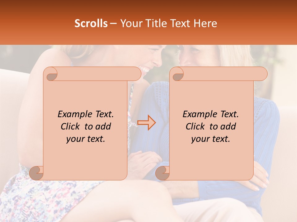 A Couple Of Women Sitting Next To Each Other On A Couch PowerPoint Template