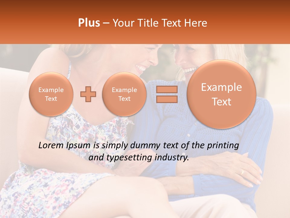 A Couple Of Women Sitting Next To Each Other On A Couch PowerPoint Template
