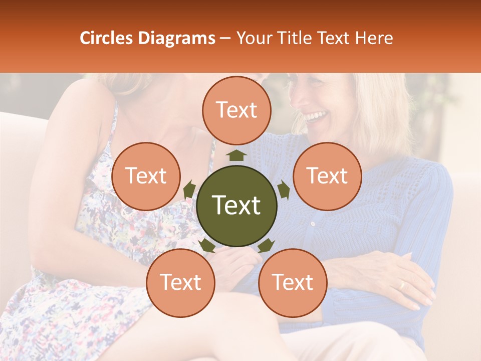 A Couple Of Women Sitting Next To Each Other On A Couch PowerPoint Template